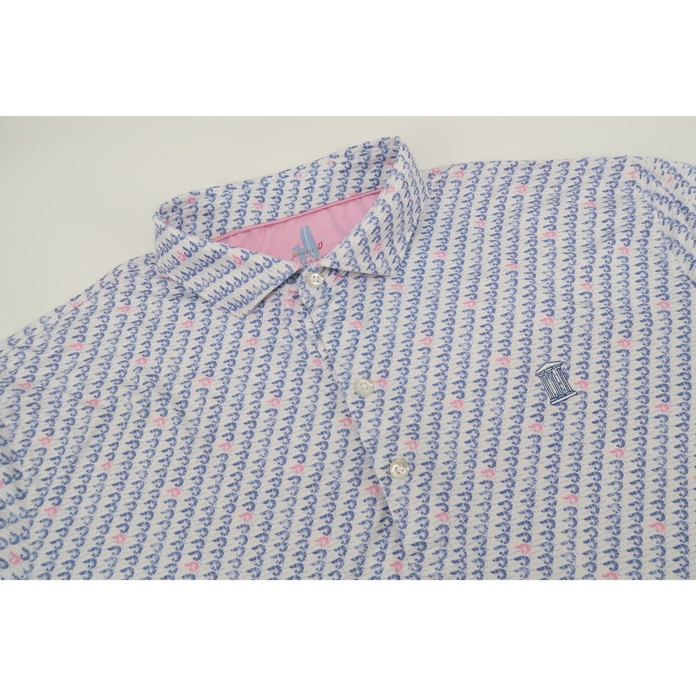 Johnnie-O Shrimpy Featherweight Polo Shirt Mens Large Blue Pink Performance Golf